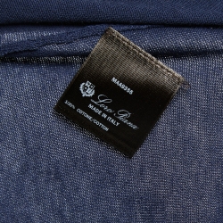 Pre Owned Loro Piana Navy Blue Cotton Knit Polo T-Shirt XL