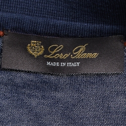 Pre Owned Loro Piana Navy Blue Cotton Knit Polo T-Shirt XL