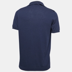 Pre Owned Loro Piana Navy Blue Cotton Knit Polo T-Shirt XL