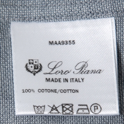 Pre Owned Loro Piana Slate Blue Cotton Knit Button Front Shirt M