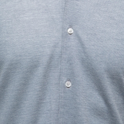 Pre Owned Loro Piana Slate Blue Cotton Knit Button Front Shirt M