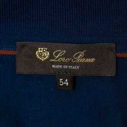 Pre Owned Loro Piana Blue Knit Wool Half-Zip Polo T-Shirt 2XL