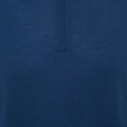 Pre Owned Loro Piana Blue Knit Wool Half-Zip Polo T-Shirt 2XL