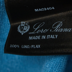 Pre Owned Loro Piana Blue Linen Knit Polo T-Shirt 3XL