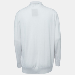 Pre Owned Loro Piana Light Grey Wool Long Sleeve Polo T-Shirt 3XL