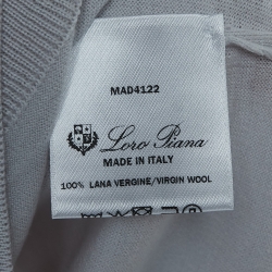 Pre Owned Loro Piana Light Grey Wool Long Sleeve Polo T-Shirt 3XL