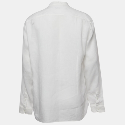 Pre Owned Loro Piana White Linen Round Neck Long Sleeve Shirt 2XL