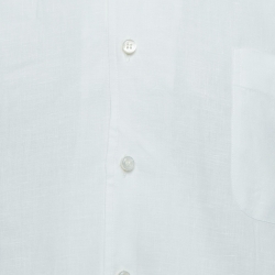 Pre Owned Loro Piana White Linen Button Front Shirt XL
