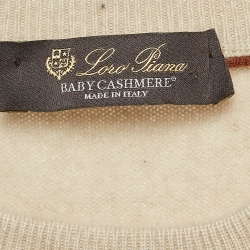 Pre Owned Loro Piana Beige Cashmere Crew Neck Sweatshirt L