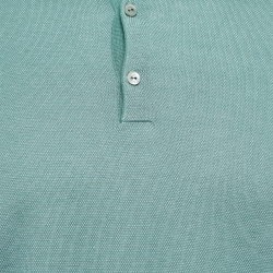 Pre Owned Loro Piana Green Silk Knit Long Sleeve Polo T-Shirt M
