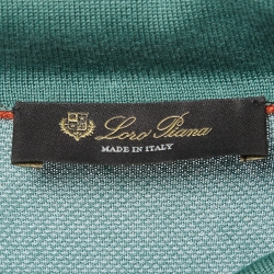 Pre Owned Loro Piana Green Silk Knit Long Sleeve Polo T-Shirt M