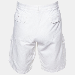 مملوكة مسبقًا Loro Piana White Cotton & Line Shorts 3XL