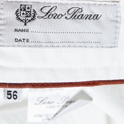 مملوكة مسبقًا Loro Piana White Cotton & Line Shorts 3XL