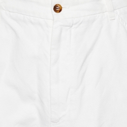 مملوكة مسبقًا Loro Piana White Cotton & Line Shorts 3XL