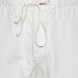 Pre Owned Loro Piana White Cotton & Linen Tapered Trousers XXL