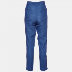 Pre Owned Loro Piana Blue Linen Tapered Trousers S