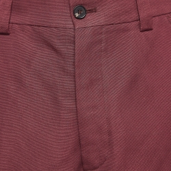 Pre Owned Loro Piana Red Cotton & Linen Cargo Shorts 2XL