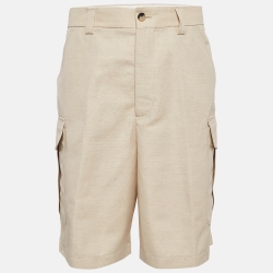 Pre Owned Loro Piana Cream Cotton & Linen Cargo Shorts 2XL