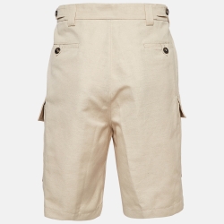 Pre Owned Loro Piana Cream Cotton & Linen Cargo Shorts 2XL