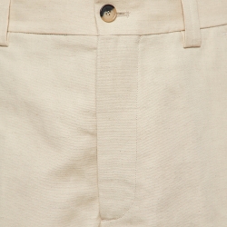Pre Owned Loro Piana Cream Cotton & Linen Cargo Shorts 2XL