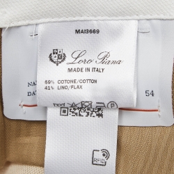 Pre Owned Loro Piana Cream Cotton & Linen Cargo Shorts 2XL