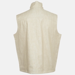 Pre Owned Loro Piana Beige Linen Zip-Up Miki Vest L