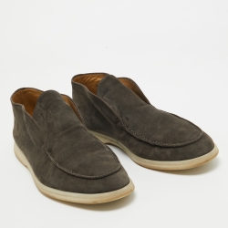 Loro Piana Grey Suede Open Walk Boots Size 43