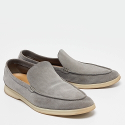 Pre Owned Loro Piana Grey Suede Summer Walk Loafers Size 45