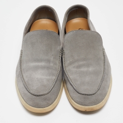 Pre Owned Loro Piana Grey Suede Summer Walk Loafers Size 45