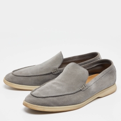 Pre Owned Loro Piana Grey Suede Summer Walk Loafers Size 45