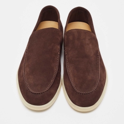 Pre Owned Loro Piana Brown Suede Summer Walk Loafers  Size 45.5