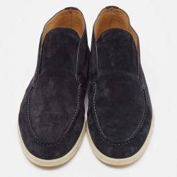 Pre Owned Loro Piana Navy Blue Suede Summer Walk Slip On Loafers Size 42.5