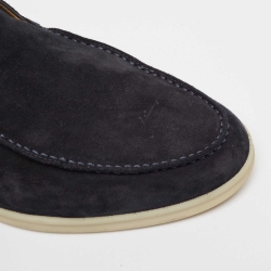 Pre Owned Loro Piana Navy Blue Suede Summer Walk Slip On Loafers Size 42.5