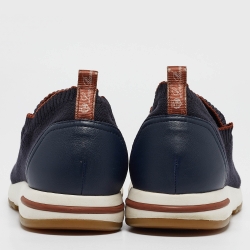 Pre Owned Loro Piana Navy Blue Knit Fabric 360 LP Flexy Walk Sneakers Size 42
