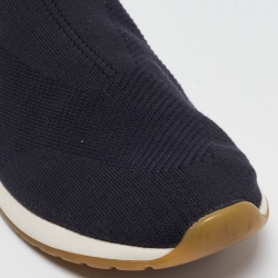 Pre Owned Loro Piana Navy Blue Knit Fabric 360 LP Flexy Walk Sneakers Size 42