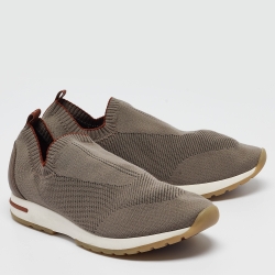 Pre Owned Loro Piana Grey Knit Fabric 360 Lp Flexy Walker Sneakers Size 42