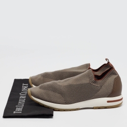 Pre Owned Loro Piana Grey Knit Fabric 360 Lp Flexy Walker Sneakers Size 42