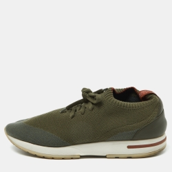 Loro Piana Green Knit Fabric 360 LP Flexy Walk Sneakers Size 41