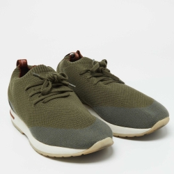 Loro Piana Green Knit Fabric 360 LP Flexy Walk Sneakers Size 41