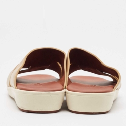 مملوكة مسبقًا Loro Piana Brown Leather Slide Sandals Size 42.5