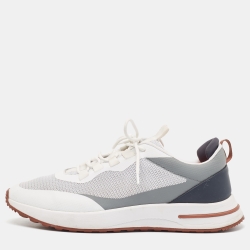 Loro Piana White/Grey Fabric and Rubber Week-End Walk Sneakers Size 43.5