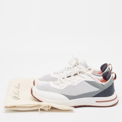 Loro Piana White/Grey Fabric and Rubber Week-End Walk Sneakers Size 43.5