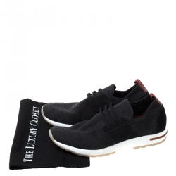 مملوكة مسبقًا Loro Piana Grey Cotton Blend And Nubuck Slip On Sneakers Size 43