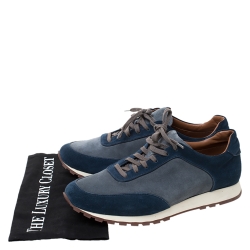 Loro Piana Blue/Grey Suede Low Top Sneakers Size 42