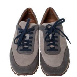 Pre Owned Loro Piana Grey Suede Low Top Sneakers Size 41