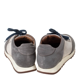 Pre Owned Loro Piana Grey Suede Low Top Sneakers Size 41