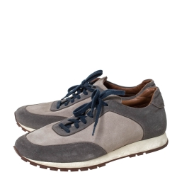 Pre Owned Loro Piana Grey Suede Low Top Sneakers Size 41