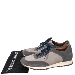 Pre Owned Loro Piana Grey Suede Low Top Sneakers Size 41