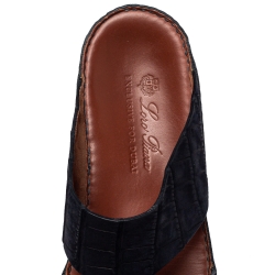 Pre Owned Loro Piana ( Exclusive For Dubai) Blue Leather Slip on Sandals Size 42.5