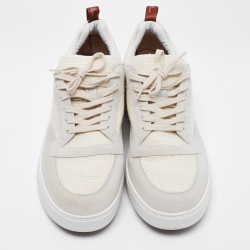Loro Piana White/Grey Suede And Fabric Newport Walk Low Top Sneakers Size 43